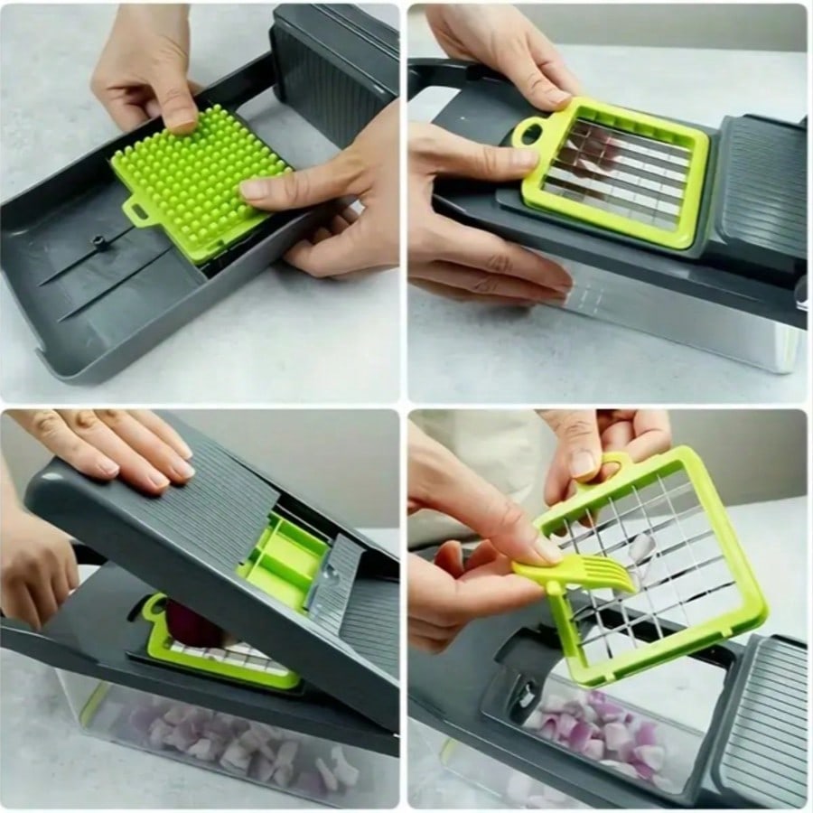 🔪 16-in-1 Vegetable Chopper – Multi-Functional Food Slicer & Dicer with 8 Blades