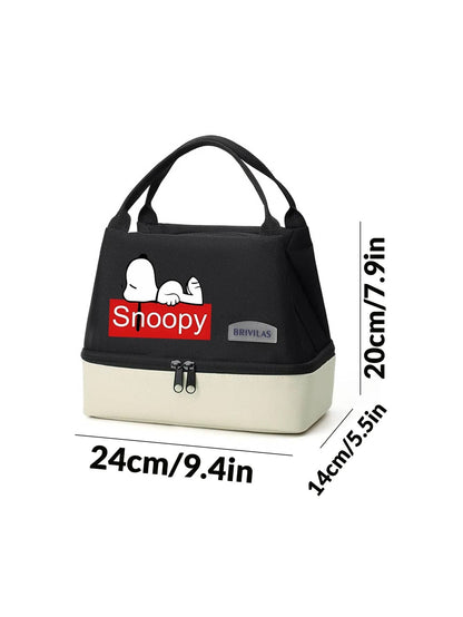 Snoopy Double-Layer Insulated Lunch Bag – Leak-Proof Large Capacity Lunch Tote with Handle