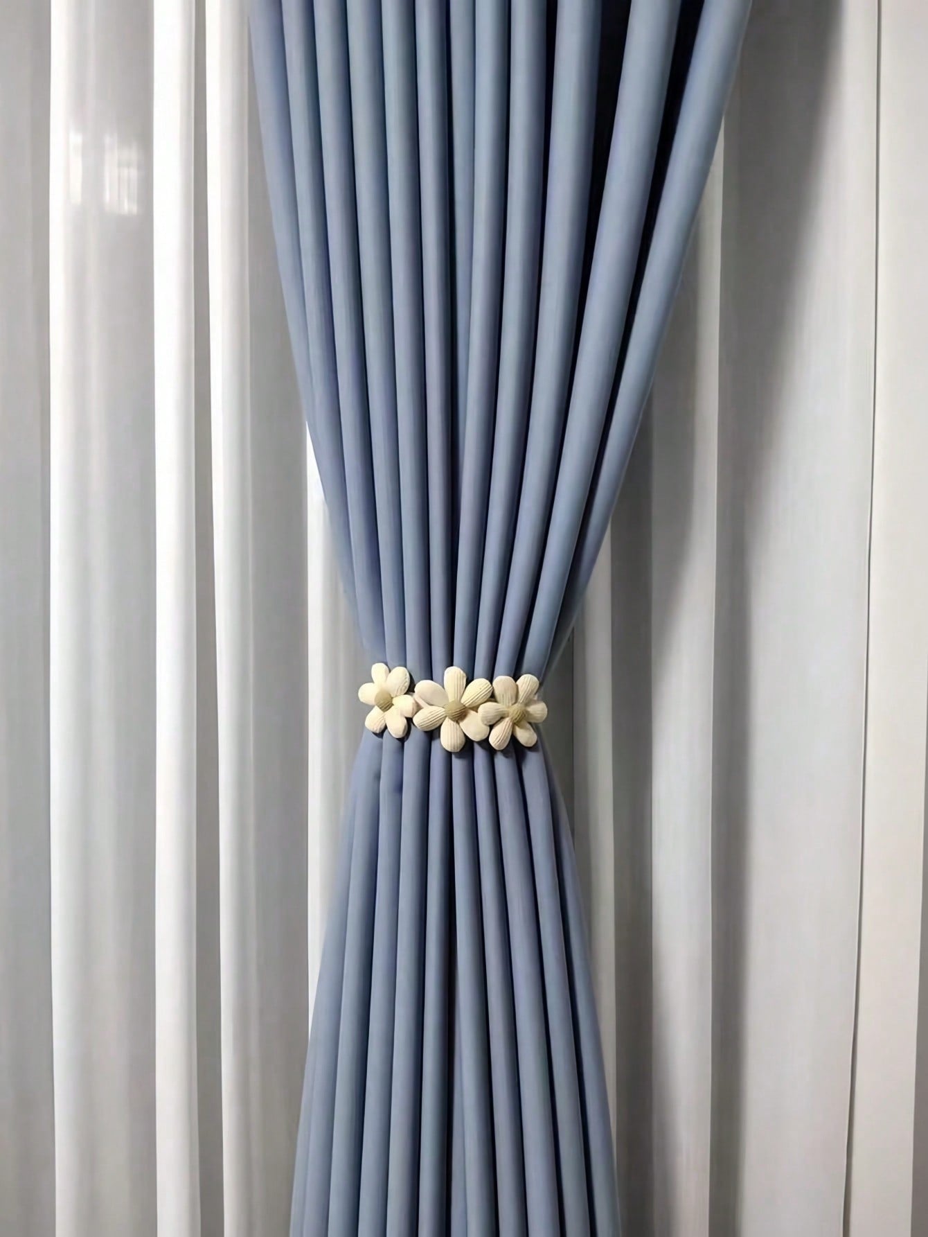 🌼 45cm Floral Curtain Tieback – Decorative Curtain Holdback Rope for Home Décor (1 Piece, White)