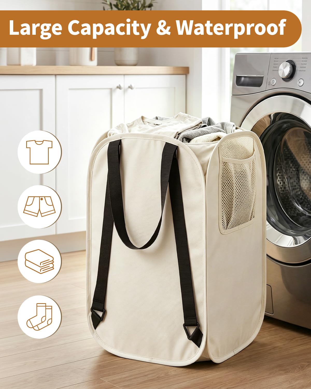 🎒 House Again 76L Laundry Backpack – Heavy-Duty Foldable Laundry Bag with Adjustable Shoulder Straps