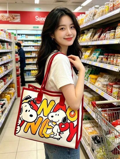 Peanuts Snoopy Canvas Crossbody Tote Bag – Adjustable Shoulder Handbag for Everyday Use