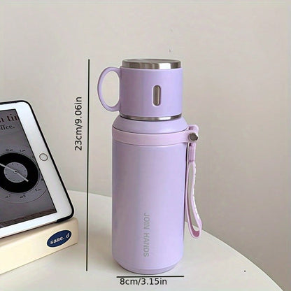 Stainless Steel Vacuum Flask – Double-Wall Insulated Water Bottle with Cup Lid