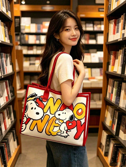 Peanuts Snoopy Canvas Crossbody Tote Bag – Adjustable Shoulder Handbag for Everyday Use