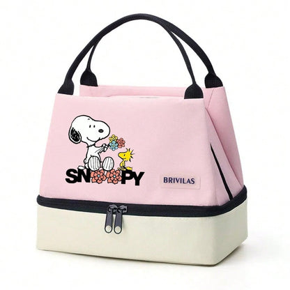 Snoopy Double-Layer Insulated Lunch Bag – Leak-Proof Large Capacity Lunch Tote with Handle