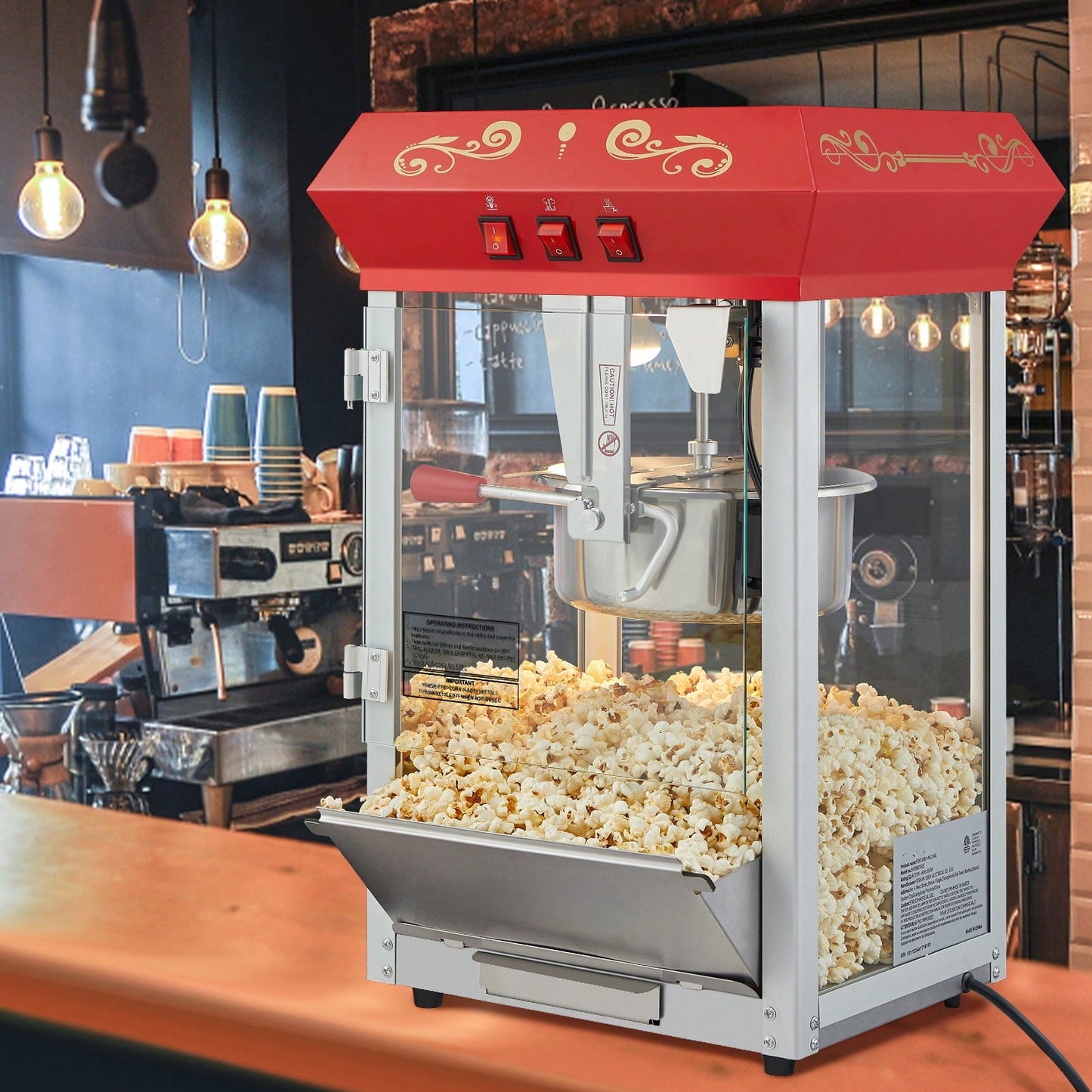 🍿 Commercial Popcorn Machine – 8oz Kettle Theater Style Popcorn Maker (48 Cups Per Batch)