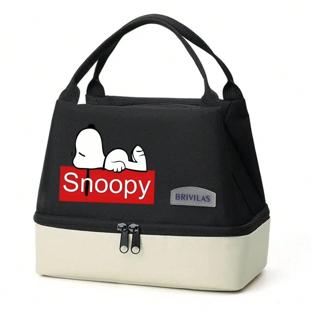 Snoopy Double-Layer Insulated Lunch Bag – Leak-Proof Large Capacity Lunch Tote with Handle