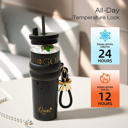 🥤 24oz Stainless Steel Tumbler – Leak-Proof Insulated Travel Mug with Lid & Straw