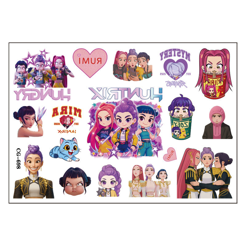 🎀 20PCS Cute Anime Temporary Tattoo Stickers – Waterproof Rumi Cartoon Body Art Set