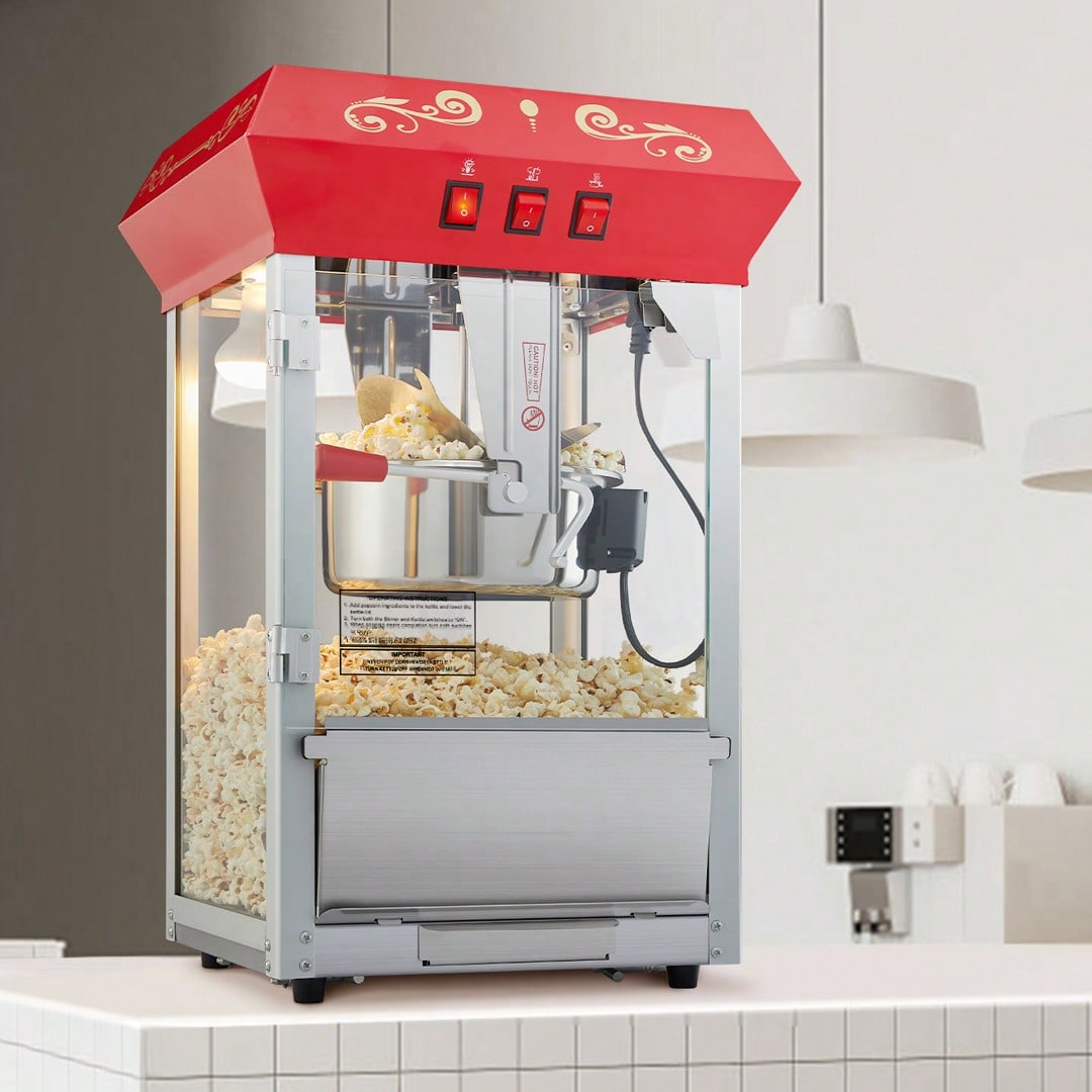 🍿 Commercial Popcorn Machine – 8oz Kettle Theater Style Popcorn Maker (48 Cups Per Batch)