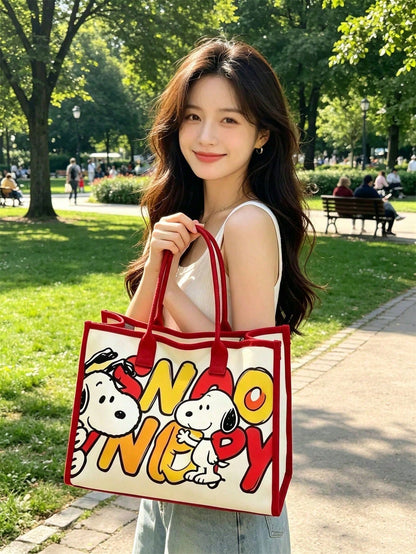 Peanuts Snoopy Canvas Crossbody Tote Bag – Adjustable Shoulder Handbag for Everyday Use