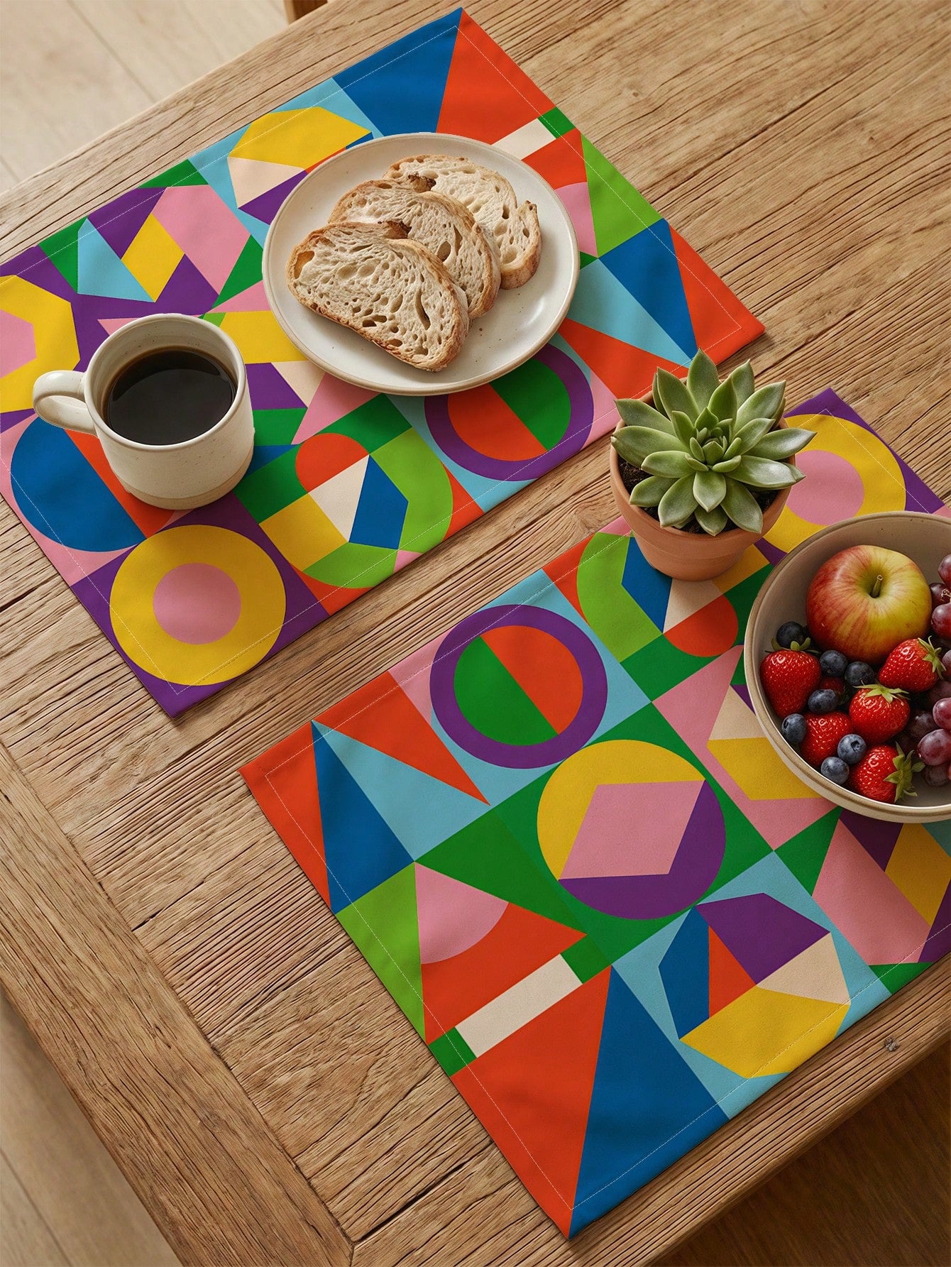 🌈 4-Pack Modern Geometric Abstract Placemats – Heat-Resistant Washable Table Mats