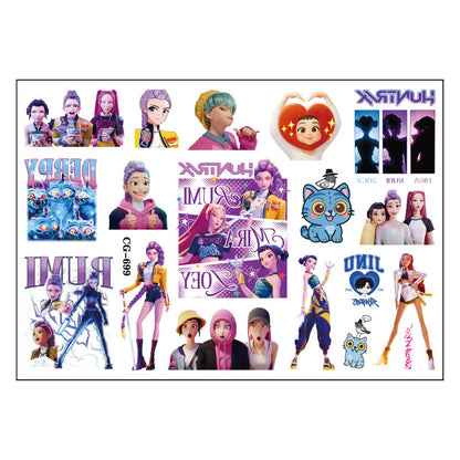 🎀 20PCS Cute Anime Temporary Tattoo Stickers – Waterproof Rumi Cartoon Body Art Set