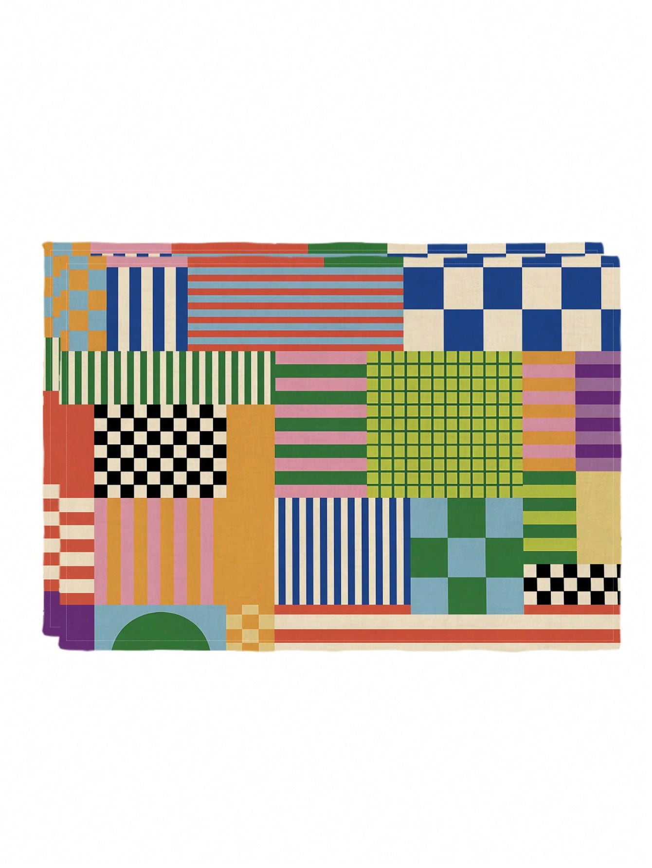 🌈 4-Pack Colorful Retro Plaid Placemats – Heat-Resistant Dining Table Mats for Kitchen & Coffee Bar