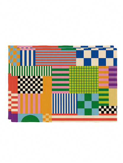 🌈 4-Pack Colorful Retro Plaid Placemats – Heat-Resistant Dining Table Mats for Kitchen & Coffee Bar