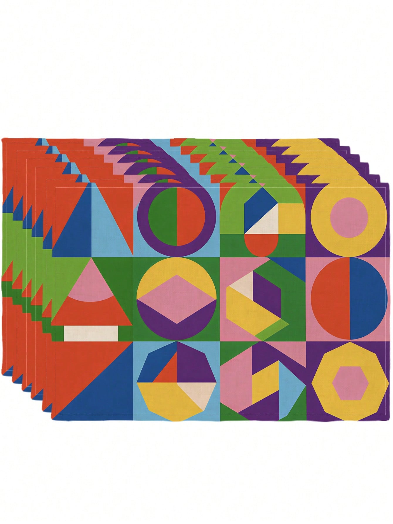 🌈 4-Pack Modern Geometric Abstract Placemats – Heat-Resistant Washable Table Mats
