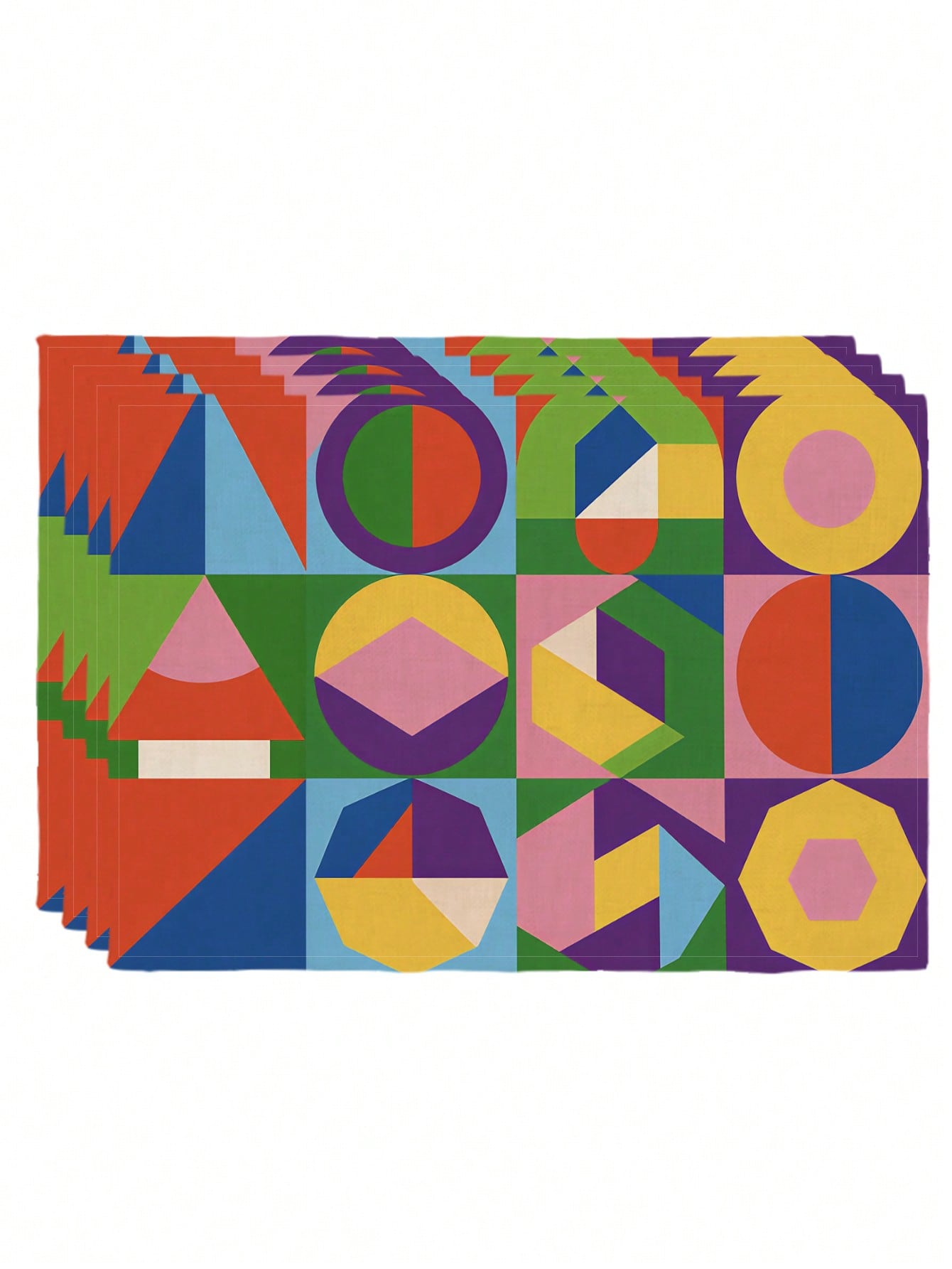 🌈 4-Pack Modern Geometric Abstract Placemats – Heat-Resistant Washable Table Mats