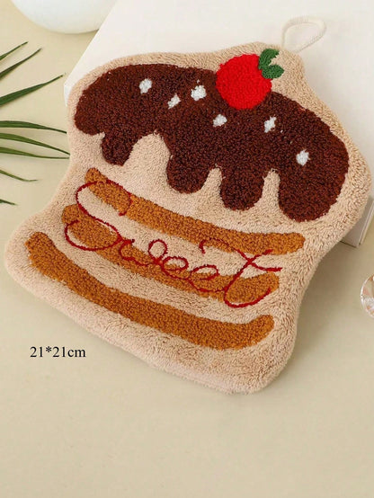 🧁 Cute Cartoon Cake Hanging Hand Towel – Soft Kitchen & Bathroom Dish Cloth(2Pcs)