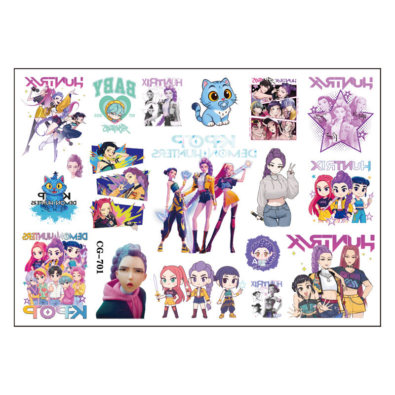 🎀 20PCS Cute Anime Temporary Tattoo Stickers – Waterproof Rumi Cartoon Body Art Set