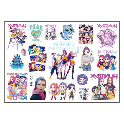 🎀 20PCS Cute Anime Temporary Tattoo Stickers – Waterproof Rumi Cartoon Body Art Set