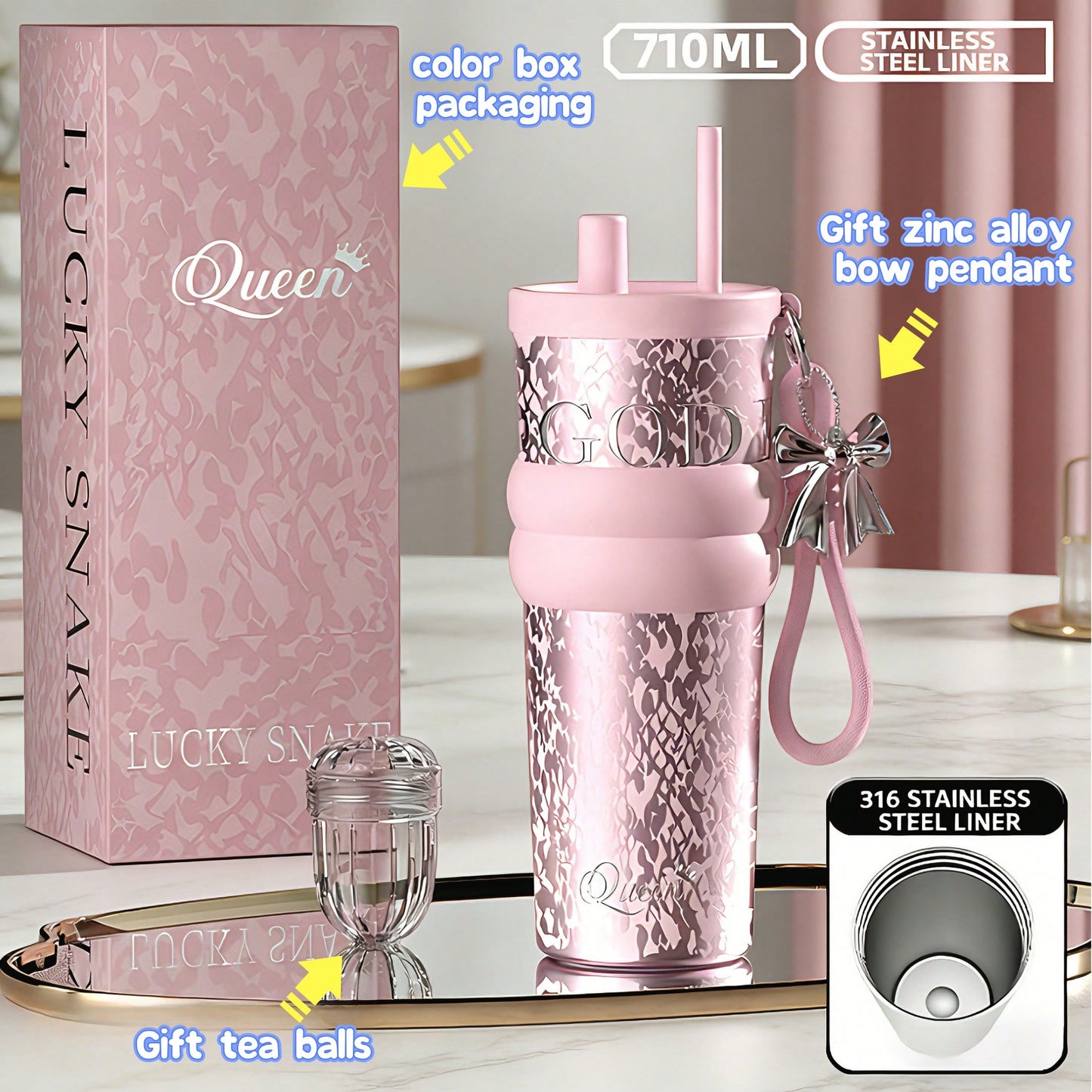 🥤 24oz Stainless Steel Tumbler – Leak-Proof Insulated Travel Mug with Lid & Straw