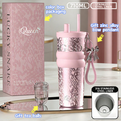 🥤 24oz Stainless Steel Tumbler – Leak-Proof Insulated Travel Mug with Lid & Straw