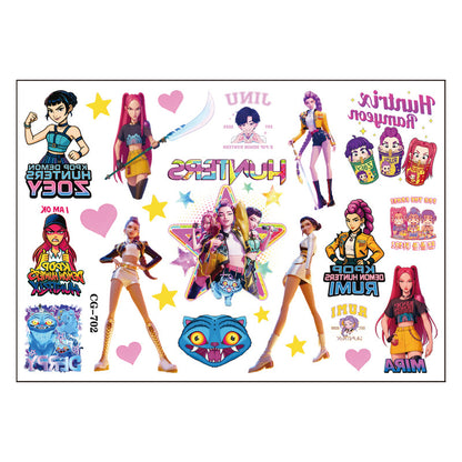 🎀 20PCS Cute Anime Temporary Tattoo Stickers – Waterproof Rumi Cartoon Body Art Set