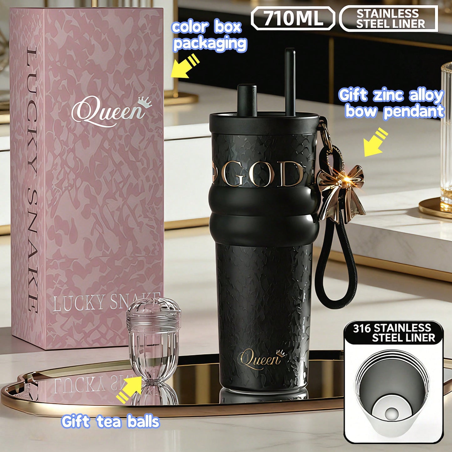 🥤 24oz Stainless Steel Tumbler – Leak-Proof Insulated Travel Mug with Lid & Straw