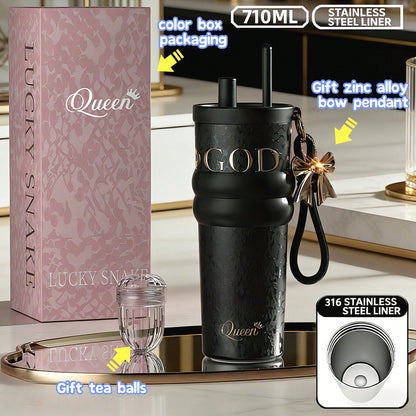 🥤 24oz Stainless Steel Tumbler – Leak-Proof Insulated Travel Mug with Lid & Straw
