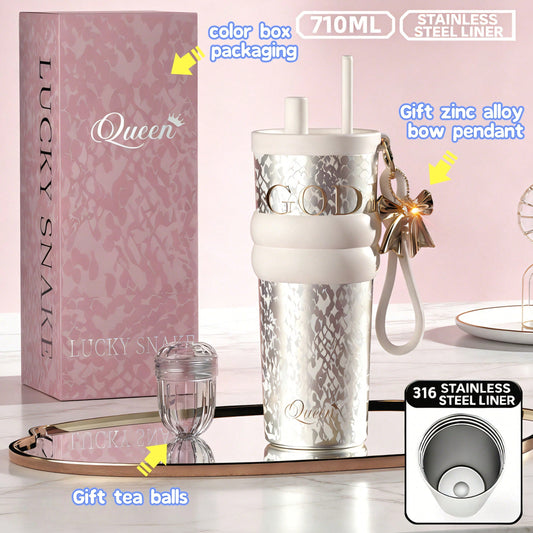 🥤 24oz Stainless Steel Tumbler – Leak-Proof Insulated Travel Mug with Lid & Straw