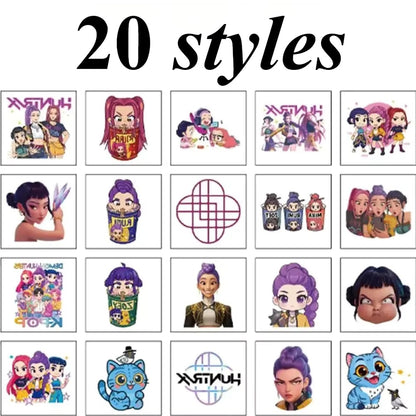 🎀 20PCS Cute Anime Temporary Tattoo Stickers – Waterproof Rumi Cartoon Body Art Set