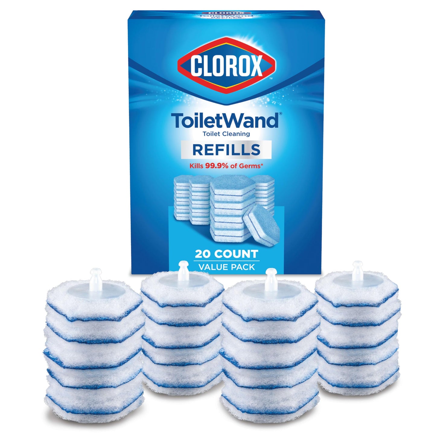 Toiletwand Disinfecting Refills, Disposable Wand Heads, 20/30 Count (Package May Vary)