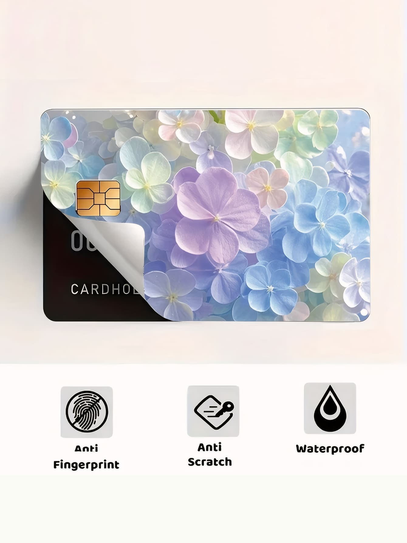 1Pc/2Pcs Slim Credit Card Skin, Floral Design Macaron Color PVC Durable Anti-Fingerprint Privacy Protection Sticker, Suitable for Bank Cards, Bus Cards, Debit Cards, Commuter Cards, Campus Cards DIY Decorative Sticker,Back to School,School Supplies