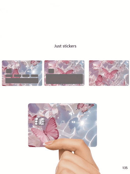 4Pcs Butterfly Credit/Debit Card Stickers – Colorful PVC Cartoon Card Skins, Fashionable & Durable