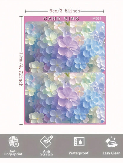 1Pc/2Pcs Slim Credit Card Skin, Floral Design Macaron Color PVC Durable Anti-Fingerprint Privacy Protection Sticker, Suitable for Bank Cards, Bus Cards, Debit Cards, Commuter Cards, Campus Cards DIY Decorative Sticker,Back to School,School Supplies