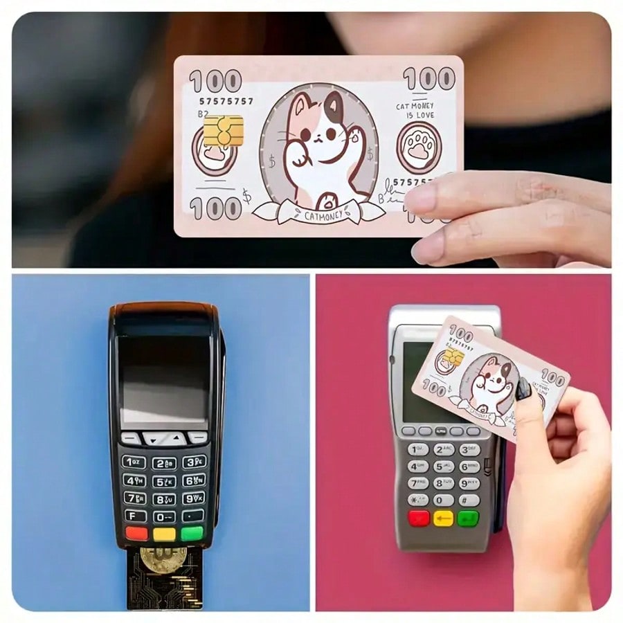 4Pcs Cute Cat Pattern PVC Credit Card Holders – Fits Bank, Debit, Transportation & Room Key Cards, Back to School Supplies