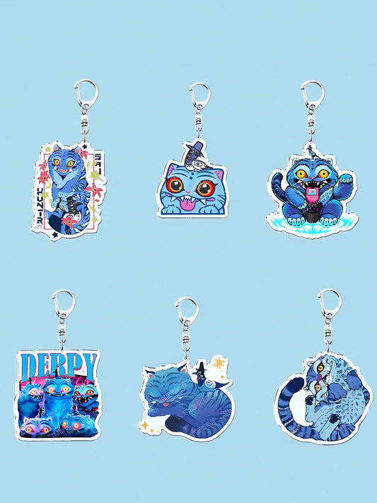 6-Pack Cute K-Pop Movie Keychains — Multicolor Enamel Bag Charms & Keyrings for Women, Fans & Friends (Gift Set)