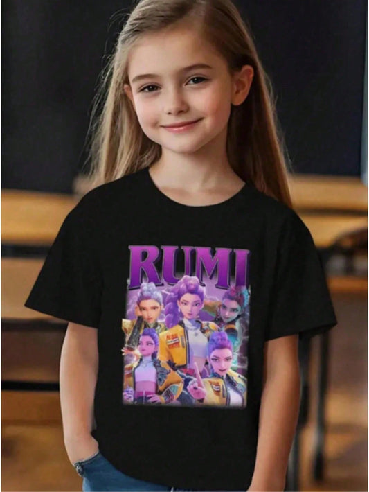 haochu Rumi Graphic Tee — Soft Stretch Knit Short-Sleeve Crewneck with Vibrant Character Design | Comfortable Casual Fit