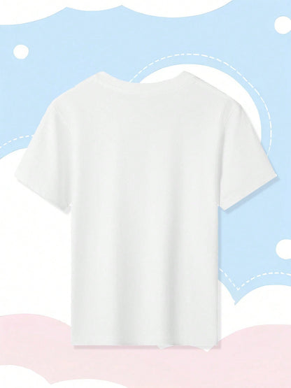 KPOP Prints Print,Summer Round Neck Fun Casual T-Shirt For Children, Made Of Slightly Stretchy Fabric, Breathable And Comfortable, Fashionable And Versatile, Men's/Girls' Same T-Shirt