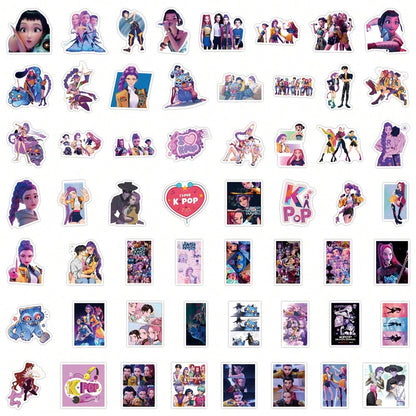 55-Pack K-Pop Demon Hunters Graffiti Stickers — Cute Cartoon Aesthetic Vinyl Decals (Waterproof) for Laptops, Phones, Water Bottles, Skateboards & Gifts