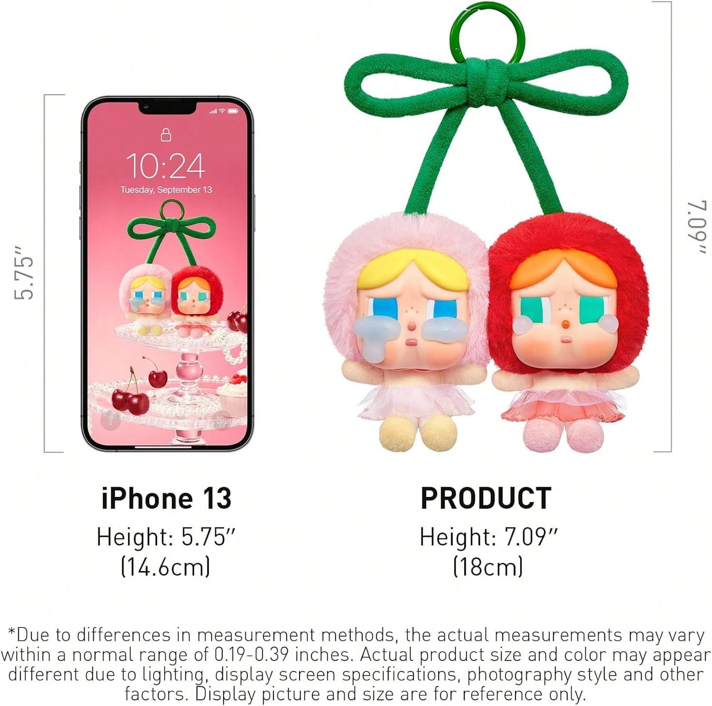 Pop Mart 100% Authentic Crybaby Crying For Love Series-Vinyl Plush Hanging Card (Love You Cherry Much), Holiday Birthday Gifts For Girls And Boys, Emotional Gift, Back To School Gift, Kawaii Room Decor