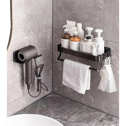 Universal Hair Dryer Holder – Wall Mount Blow Dryer Hanger with Organizer, Self-Adhesive Bathroom Cabinet Hook (1 Pack.2Pack))