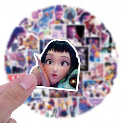 55-Pack K-Pop Demon Hunters Graffiti Stickers — Cute Cartoon Aesthetic Vinyl Decals (Waterproof) for Laptops, Phones, Water Bottles, Skateboards & Gifts