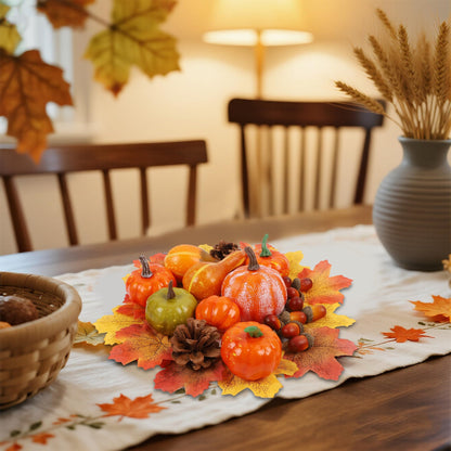 Fall Decorations for Home-6Pcs Mini Pumpkins & 2Pcs Gourds, 30Pcs Autumn Leaves & 10Pcs Acorns, 2Pcs Pinecones Centerpiece Set -Thanksgiving Harvest Decor for Table, Mantel, Party Backdrop