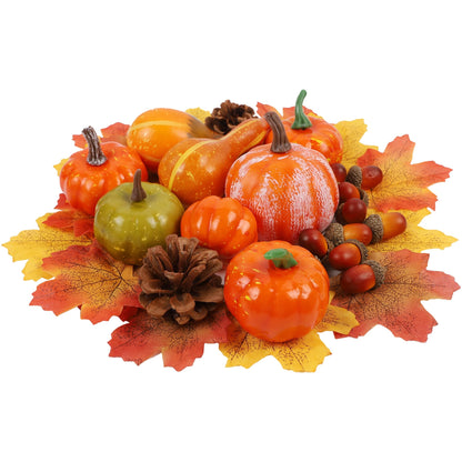 Fall Decorations for Home-6Pcs Mini Pumpkins & 2Pcs Gourds, 30Pcs Autumn Leaves & 10Pcs Acorns, 2Pcs Pinecones Centerpiece Set -Thanksgiving Harvest Decor for Table, Mantel, Party Backdrop
