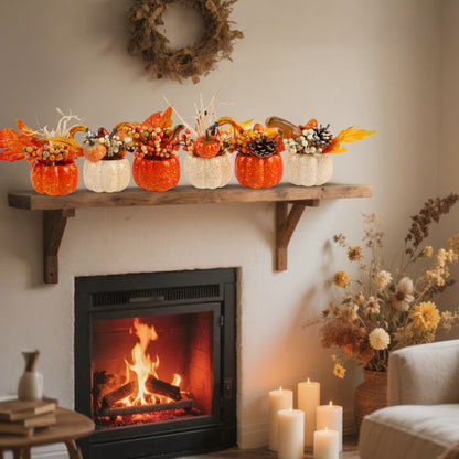 Fall Decorations for Home-6Pcs Mini Pumpkins & 2Pcs Gourds, 30Pcs Autumn Leaves & 10Pcs Acorns, 2Pcs Pinecones Centerpiece Set -Thanksgiving Harvest Decor for Table, Mantel, Party Backdrop