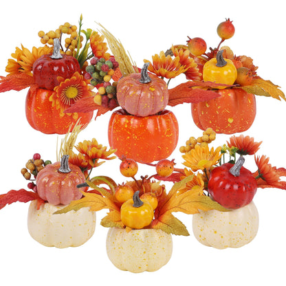 Fall Decorations for Home-6Pcs Mini Pumpkins & 2Pcs Gourds, 30Pcs Autumn Leaves & 10Pcs Acorns, 2Pcs Pinecones Centerpiece Set -Thanksgiving Harvest Decor for Table, Mantel, Party Backdrop