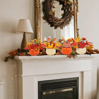 Fall Decorations for Home-6Pcs Mini Pumpkins & 2Pcs Gourds, 30Pcs Autumn Leaves & 10Pcs Acorns, 2Pcs Pinecones Centerpiece Set -Thanksgiving Harvest Decor for Table, Mantel, Party Backdrop