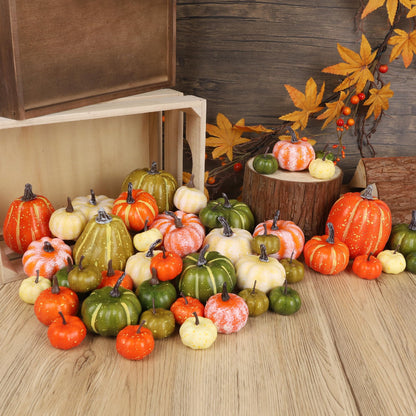 Fall Decorations for Home-6Pcs Mini Pumpkins & 2Pcs Gourds, 30Pcs Autumn Leaves & 10Pcs Acorns, 2Pcs Pinecones Centerpiece Set -Thanksgiving Harvest Decor for Table, Mantel, Party Backdrop