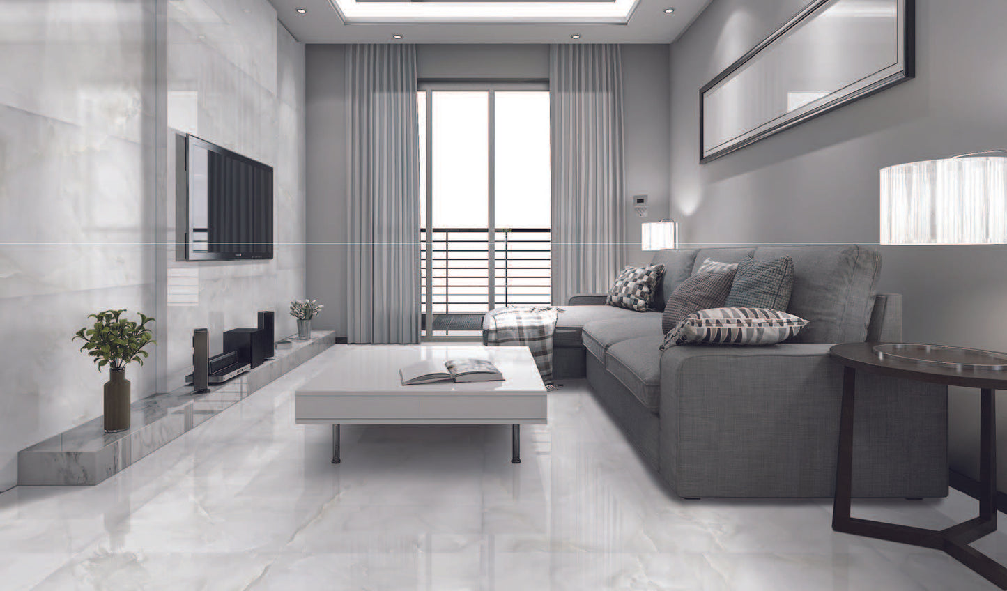 Onyx Grey  24x48 Porcelain Tile - Glossy