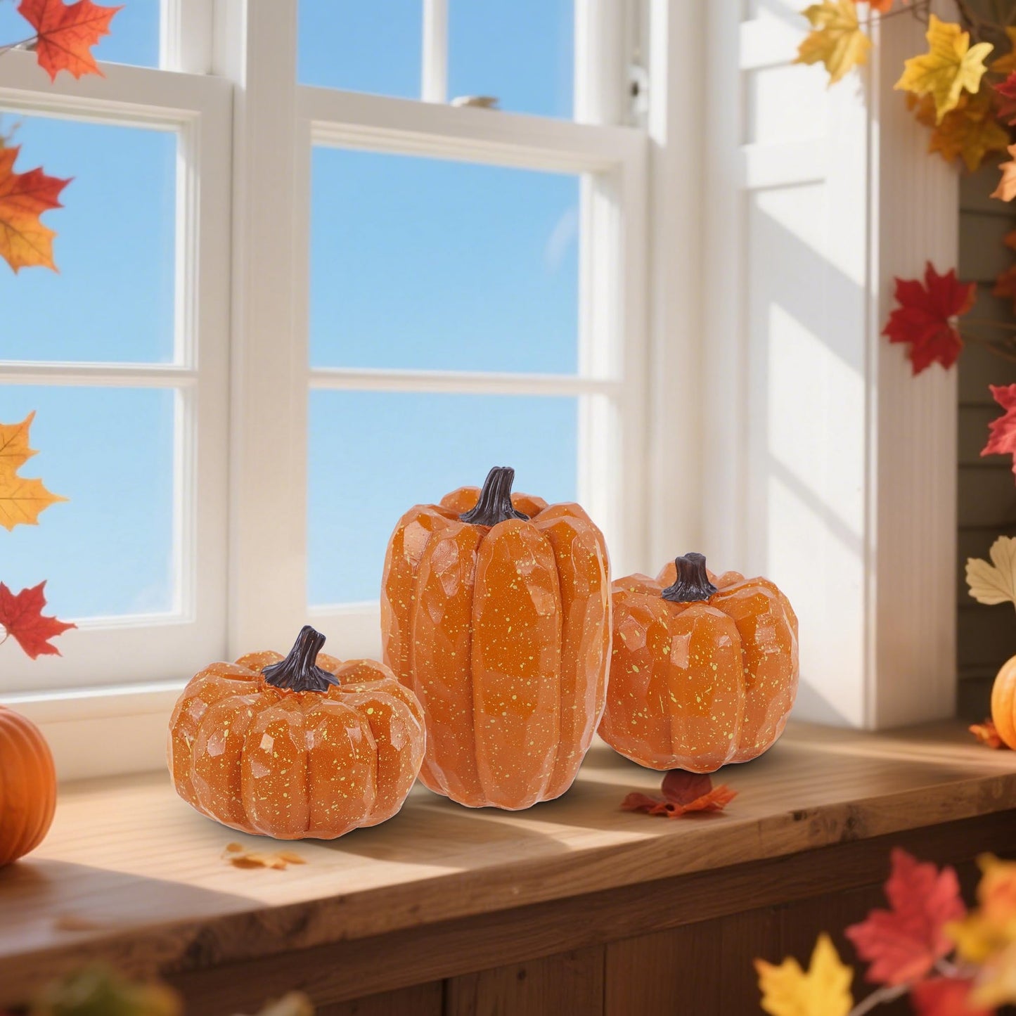 Fall Decorations for Home-6Pcs Mini Pumpkins & 2Pcs Gourds, 30Pcs Autumn Leaves & 10Pcs Acorns, 2Pcs Pinecones Centerpiece Set -Thanksgiving Harvest Decor for Table, Mantel, Party Backdrop